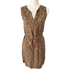 Beach Lunch Lounge Leopard Print Hi-Lo Knee Length Popover Dress Womens Medium